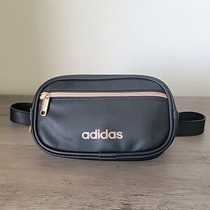 Adidas Fanny Pack Waist Belt Bag Black Rose Gold PU Faux Leather